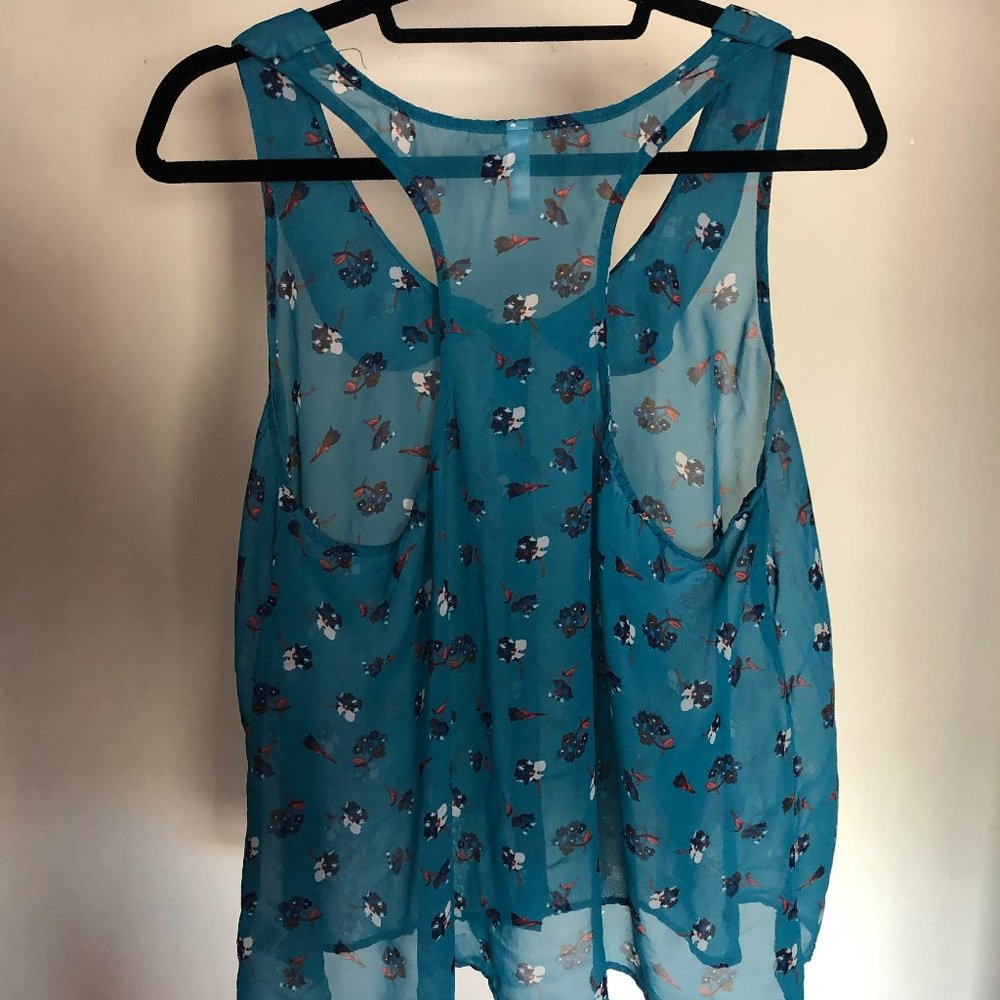 Teal Floral Tank